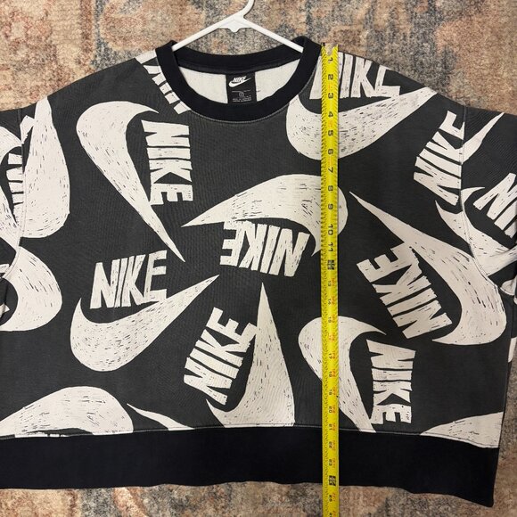 Nike Women's Plus Icon Clash Black/White Fleece Crop Pullover Sweatshirt 3X - Picture 9 of 10